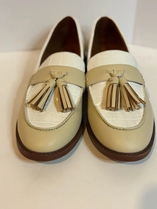 Franco Sarto Cream and White Tassel Loafers - Picture 4 of 9